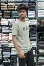 Short Sleeve Round Neck Tshirt for Men with GOA Printed - Pista Green-T-Shirt-7 Man